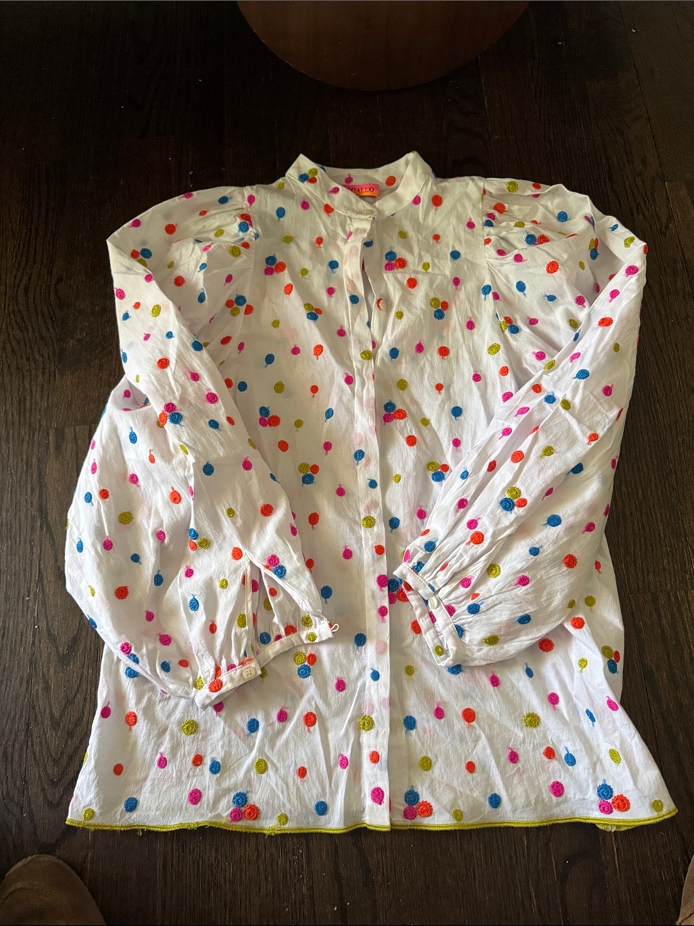 Vilagallo White Shirt with Bright Embroidered Dots